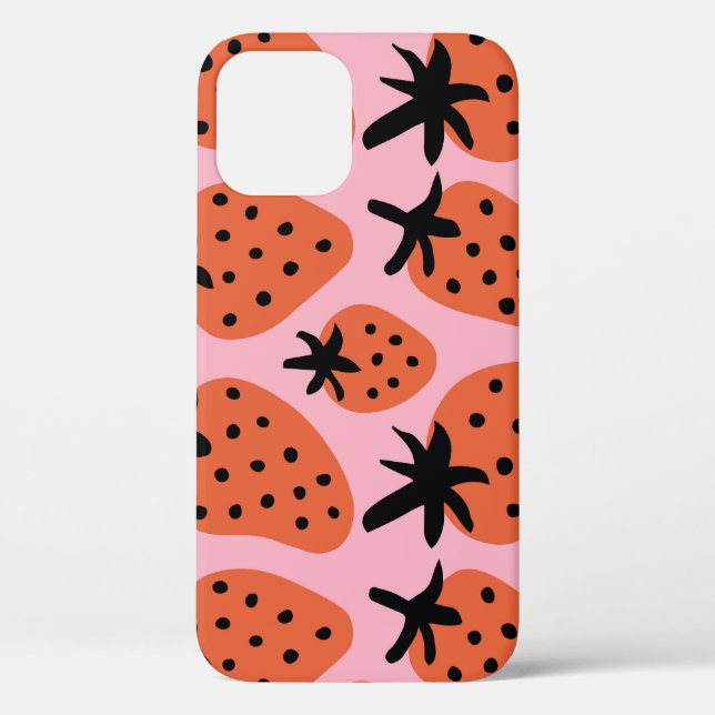 Spaß Erdbeere, handgezeichnet nahtloses Design. Case-Mate iPhone Hülle (Rückseite)