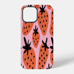 Spaß Erdbeere, handgezeichnet nahtloses Design. iPhone 12 Hülle
