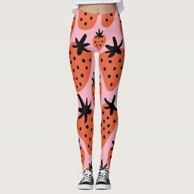Spaß Erdbeere, handgezeichnet nahtloses Design. Leggings (Vorderseite)