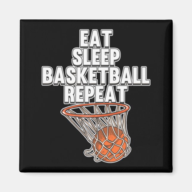 Spaß essen Schlaf Basketball Wiederholen Sport Tra Magnet (Vorne)
