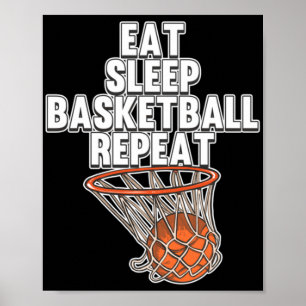 Spaß essen Schlaf Basketball Wiederholen Sport Tra Poster