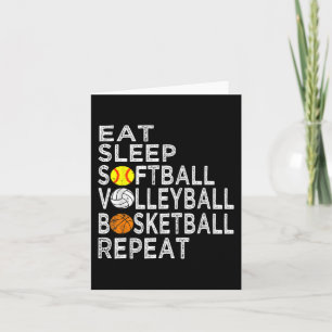 Spaß essen Schlafen Softball Volleyball Basketball Karte
