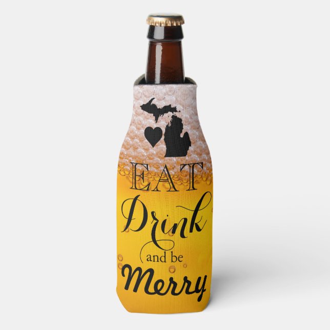Spaß Essen Sie trinken und seien Sie fröhlicher Mi Flaschenkühler (Flaschenvorderseite)