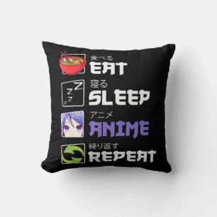 Spaß essen Sleep Anime Wiederholung Anime Japan Ma Kissen