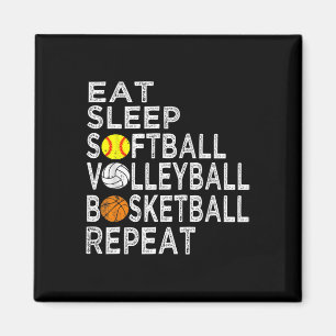 Spaß essen Sleep Softbyll Volleybyll Bysketbyll Bo Magnet