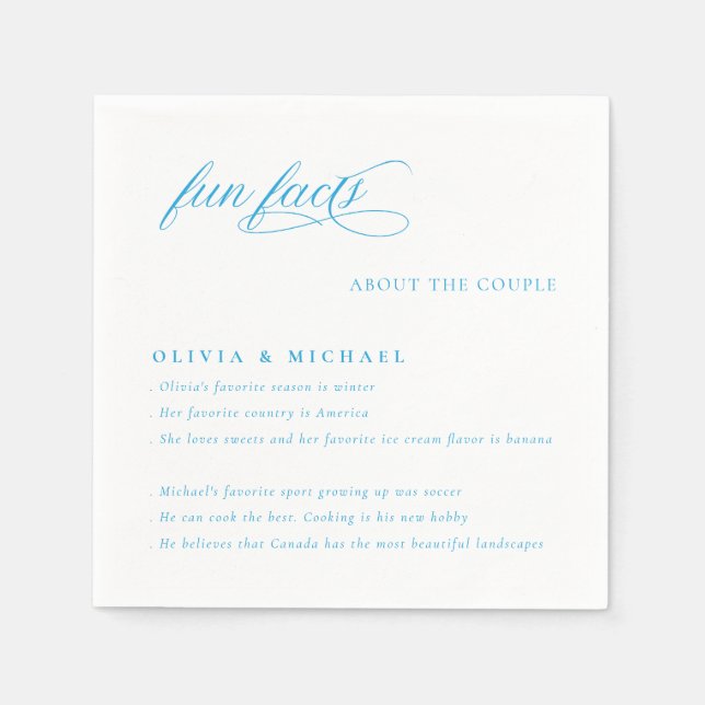 Spaß Fakten einfach elegante Typografie Hochzeit Serviette (Vorderseite)