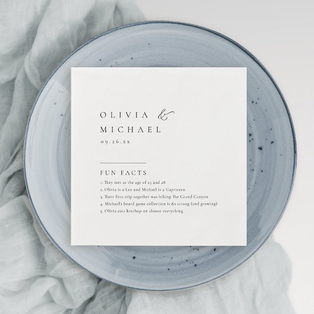 Spaß Fakten einfach elegante Typografie Wedding Na Serviette (Fun Facts Simply Elegant Typography Wedding Napkin)