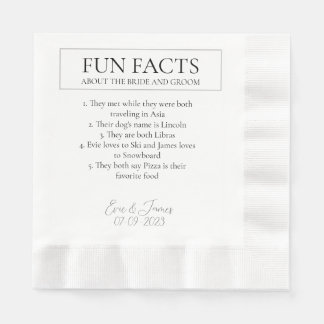 Spaß Fakten Elegante Braut und Groom Hochzeit Serviette