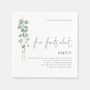 Spaß Fakten Eukalyptus Script 70. Geburtstagsparty Serviette