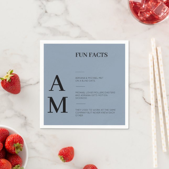 Spaß Fakten Fett Typografie Dusty Blue Wedding Serviette (Beispiel)