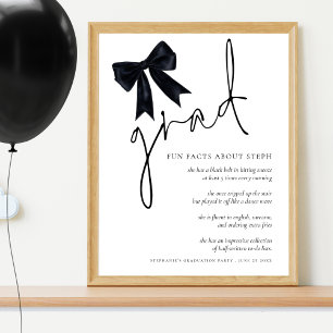 Spaß Fakten Grand Black Bow Graduation Party Poster