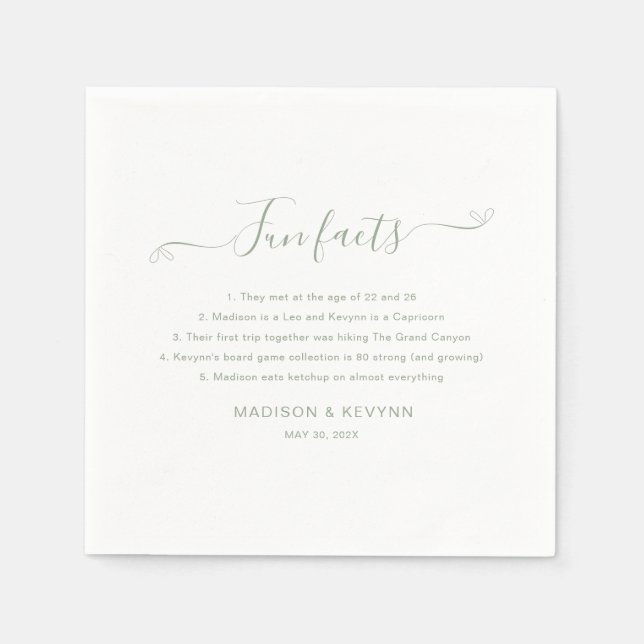Spaß Fakten Grüne Hochzeit Napkins Serviette (Vorderseite)