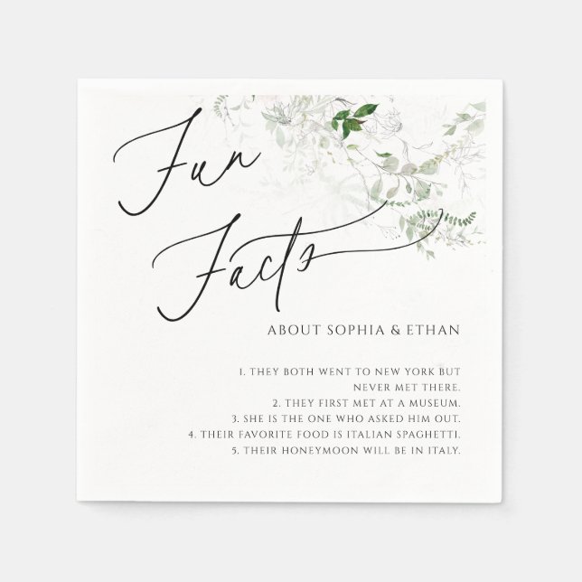 Spaß Fakten Kalligrafie Hochzeitgrün Serviette (Vorderseite)
