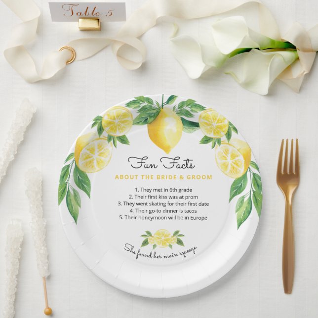 Spaß Fakten Lemon Brautparty Paper Teller (Hochzeit)