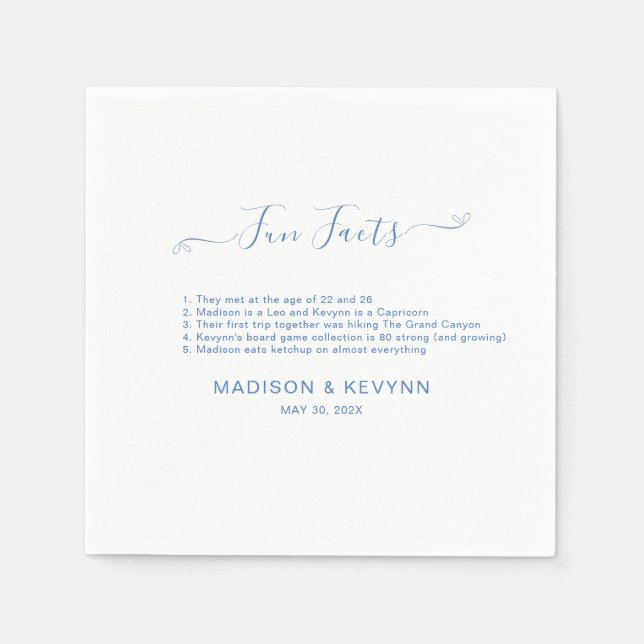 Spaß Fakten minimal und elegant | Blue Wedding Nap Serviette (Vorderseite)