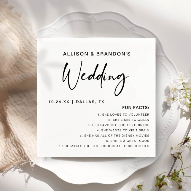 Spaß Fakten Moderne Minimalistische Hochzeit Napki Serviette (Von Creator hochgeladen)