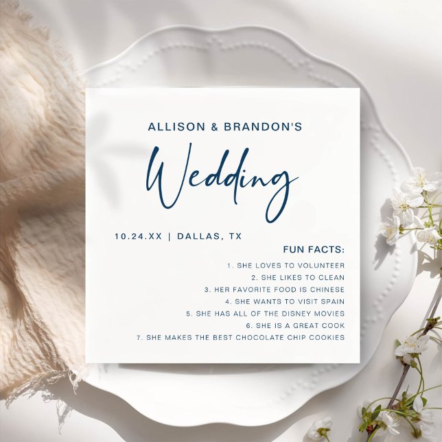 Spaß Fakten Moderne Minimalistische Hochzeit Napki Serviette (Von Creator hochgeladen)