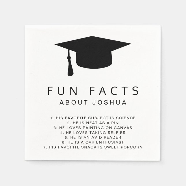 Spaß Fakten Mortar Board Einfaches Abschluss Serviette (Vorderseite)