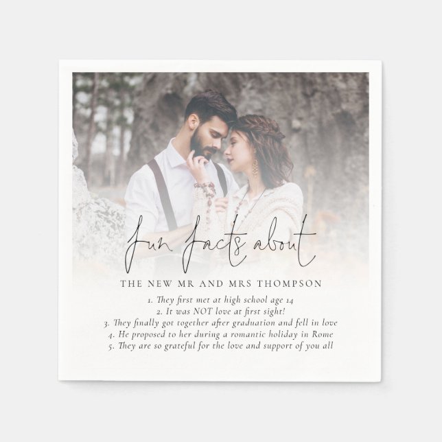 Spaß Fakten Neuerscheinungen Foto Overlay Hochzeit Serviette (Vorderseite)