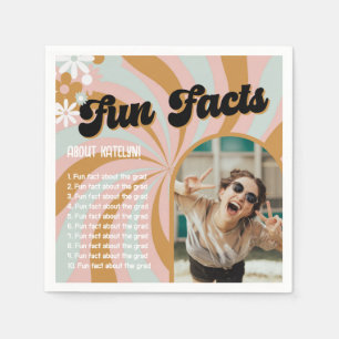 Spaß Fakten Retro Boho Foto Abschluss Serviette