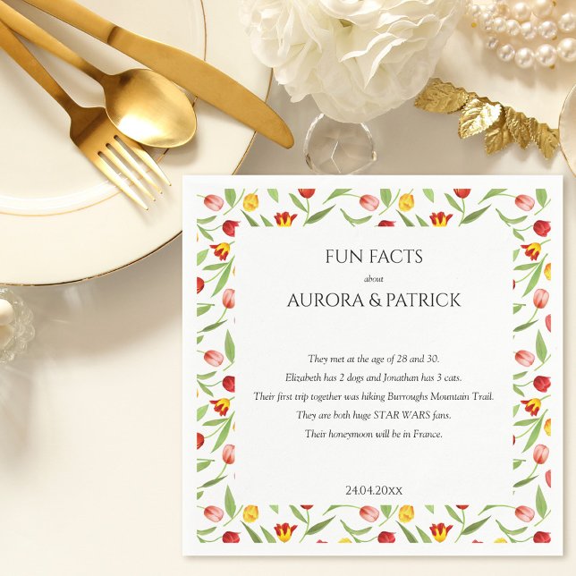 Spaß Fakten Spring Tulip Boho Floral Wedding Napki Serviette (Fun Facts Spring Tulip Boho Floral Wedding Napkins)