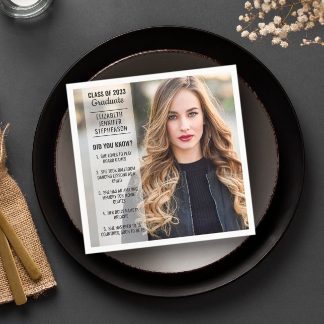 Spaß Fakten wussten Sie Abschluss Foto modern Serviette (Von Creator hochgeladen)