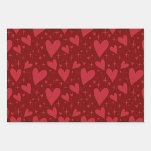 Spaß Farben Sterne und Herzen Geschenkpapier Set