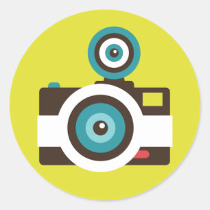 Spaß farbenfroh FishEye Kamera Fotograf Runder Aufkleber