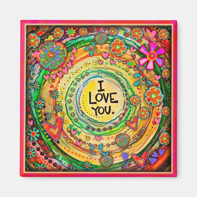 Spaß farbenfroh Hübsch I Liebe You Floral Magnet (Vorne)