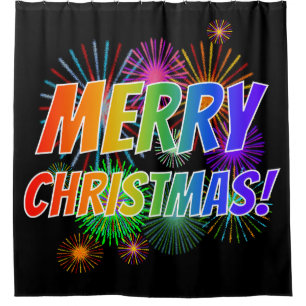 Spaß, farbenfroh, Regenbogenspektrum "MERRY CHRIST Duschvorhang