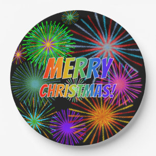 Spaß, farbenfroh, Regenbogenspektrum "MERRY CHRIST Pappteller