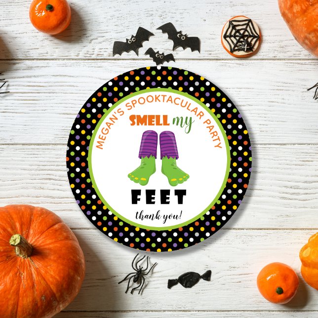 Spaß farbenfroh riechen meine Füße Halloween-Party Runder Aufkleber (Von Creator hochgeladen)