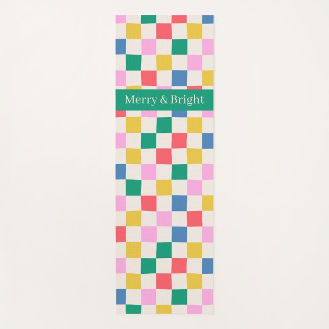 Spaß farbenfroh überprüft Merry & Bright Yogamatte (Vorderseite)