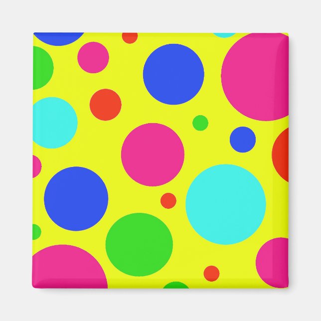 Spaß farbenfrohe Big Polka Punkte auf Gelb Magnet (Vorne)