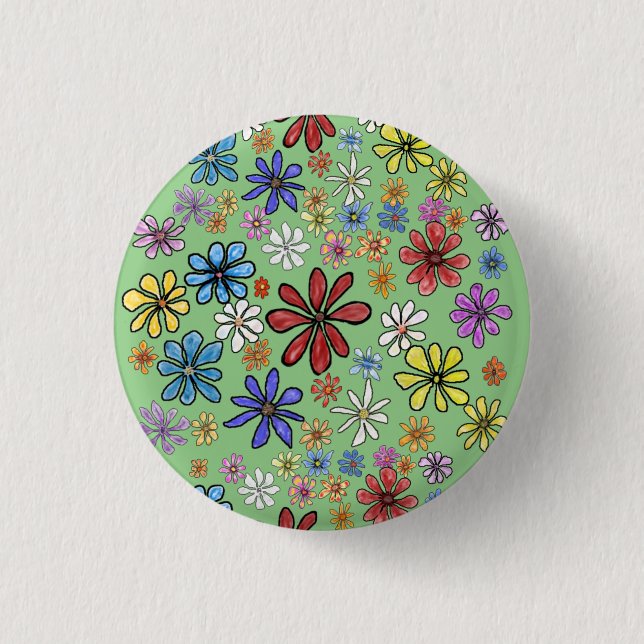 Spaß Farbenfrohe Blume Button (Vorderseite)