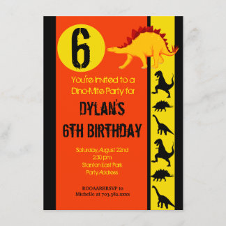 Spaß farbenfrohe Dinosaurier Geburtstagsparty Einl Einladung
