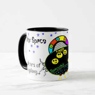 Spaß farbenfrohe friedliche Happy Spaceship Tasse