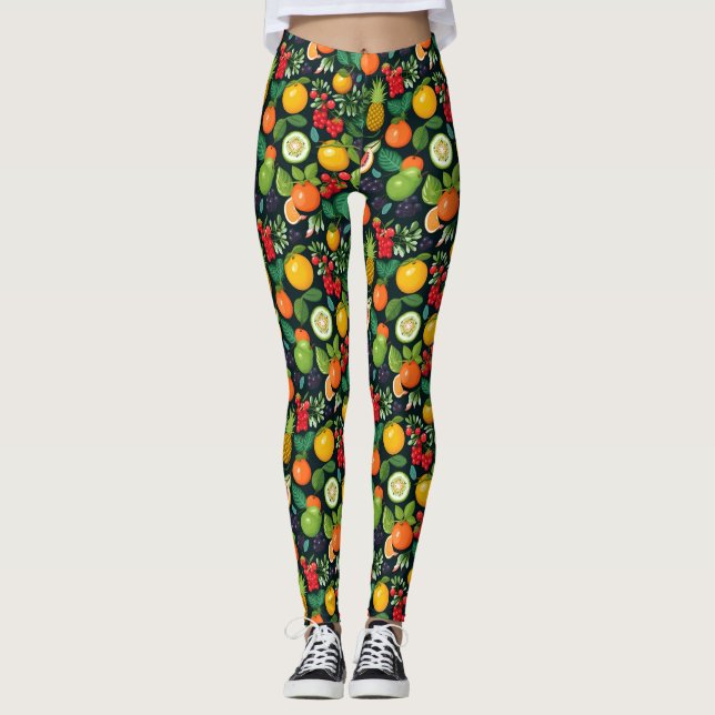 Spaß Farbenfrohe Fruchtmuster Leggings (Vorderseite)