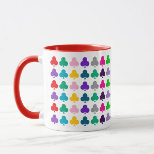 Spaß, farbenfrohe Harmonie Cards Clubs Anzug Muste Tasse