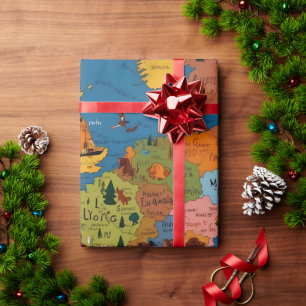 Spaß farbenfrohe Kinder-Weltkarte Geschenkpapier