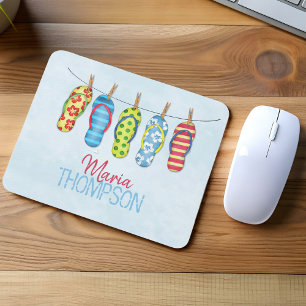 Spaß Farbenfrohe Niedliche tropische Flip Flops Mousepad