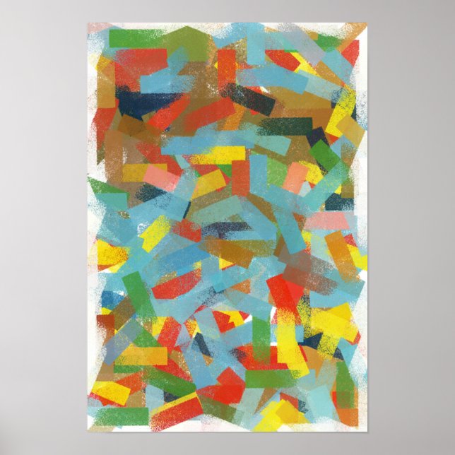 Spaß Farbenfrohe Paint Daub Rectangle Abstrakte Ku Poster (Vorne)