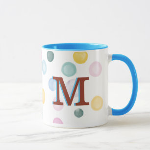 Spaß Farbenfrohe Polka Dots 3D Monogramm   Tasse