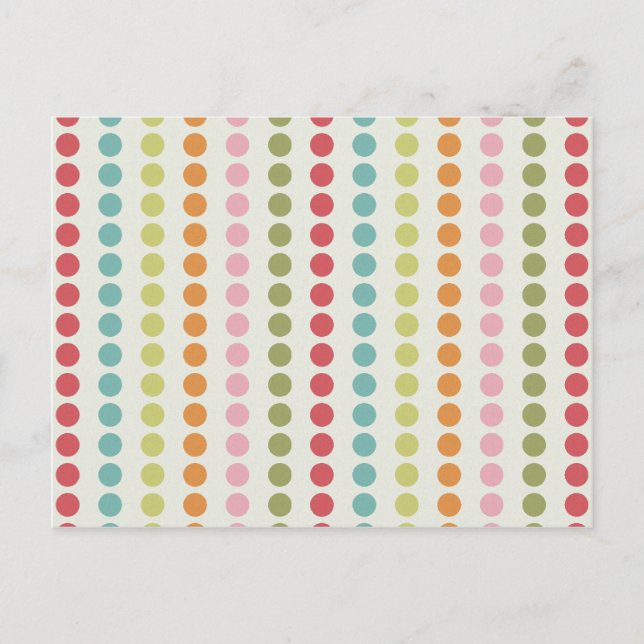 Spaß farbenfrohe Polka-Punkte in Reihen aufgeschlo Postkarte (Vorderseite)