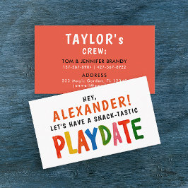 Spaß Farbenfrohe rote Playdate Kind Moderne Schrif Visitenkarte