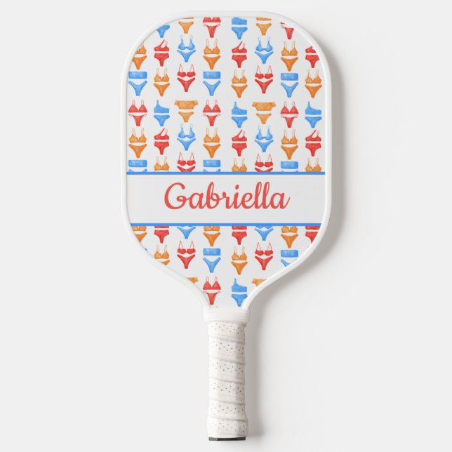 Spaß Farbenfrohe Sommerschwimmbad Personalisiert B Pickleball Schläger (Vorderseite)