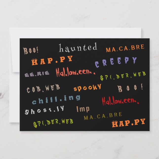 Spaß & farbenfrohe Typografie Geist Halloween-Kart (Vorderseite)