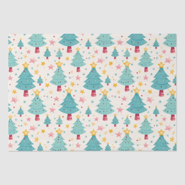 Spaß farbenfrohe Weihnachtsbäume Seidenpapier (Vorderseite)