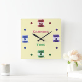 Spaß farbenfrohe whimsical Canning Time Quadratische Wanduhr