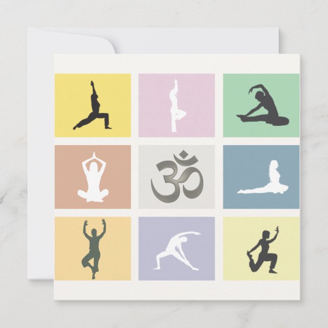 Spaß farbenfrohe Yoga Einladung (Vorderseite)